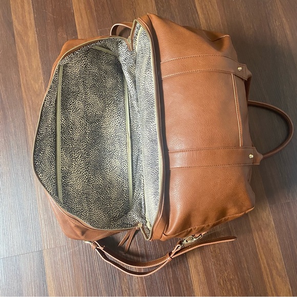 Cognac Faux Leather Weekender bag - Picture 10 of 12